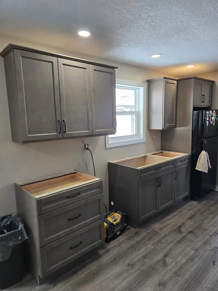 Kitchen cabinet installation in progress on a Halifax renovation